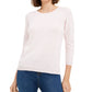 Maison Jules Women's Ribbed 3/4 Sleeve Crew Neck Sweater Pink Size X-Large