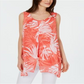 Alfani Women's Layered Tunic Tropic Swirl Tank Coral Size Petite S