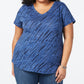 Style & Co Women's V Neck Short Sleeves T-Shirt Blue Size X-Small