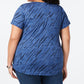 Style & Co Women's V Neck Short Sleeves T-Shirt Blue Size X-Small