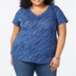 Style & Co Women's V Neck Short Sleeves T-Shirt Blue Size X-Small