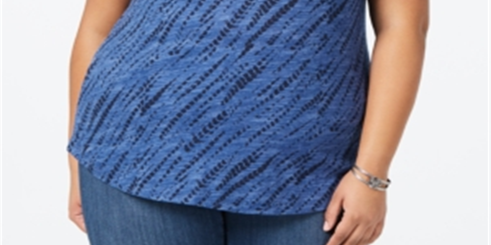 Style & Co Women's V Neck Short Sleeves T-Shirt Blue Size X-Small