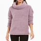Style & Co Women's Faux Sherpa Cowlneck Sweater Purple Size Petite L