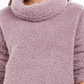 Style & Co Women's Faux Sherpa Cowlneck Sweater Purple Size Petite L