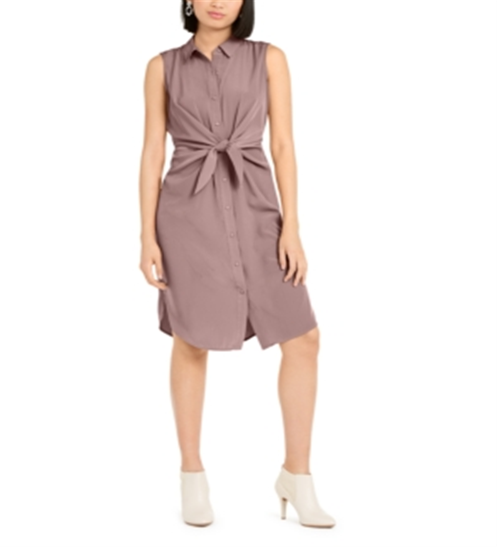 Alfani Women's Tie Front Shirtdress Pink Size 6 Petite