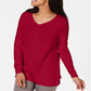 Karen Scott Women's Cotton Mixed Stitch Sweater Red Size XX-Large
