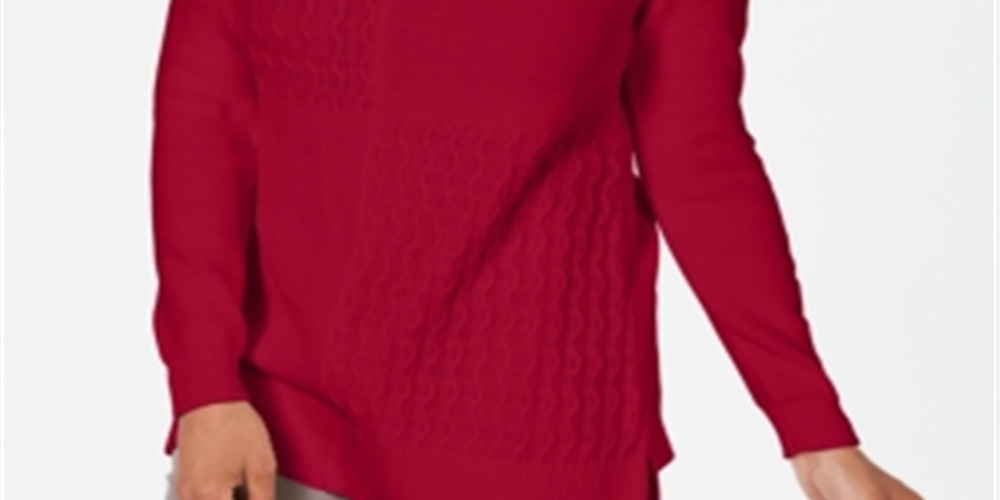 Karen Scott Women's Cotton Mixed Stitch Sweater Red Size XX-Large
