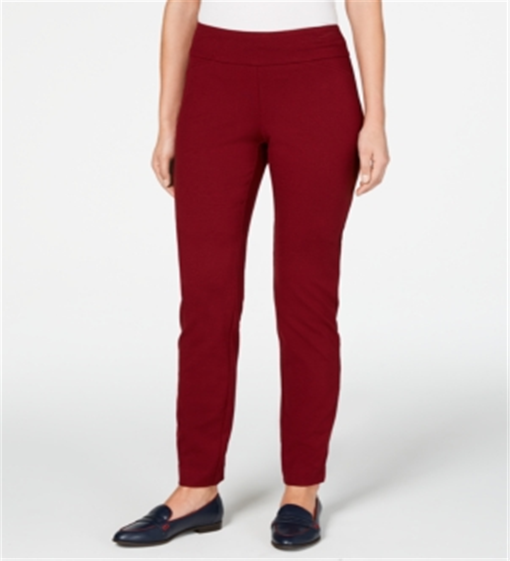 Charter Club Women's Cambridge Pull on Ponte Pants Red Size 8