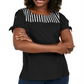 Karen Scott Women's Striped Yoke Top Black Size Small