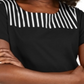Karen Scott Women's Striped Yoke Top Black Size Small