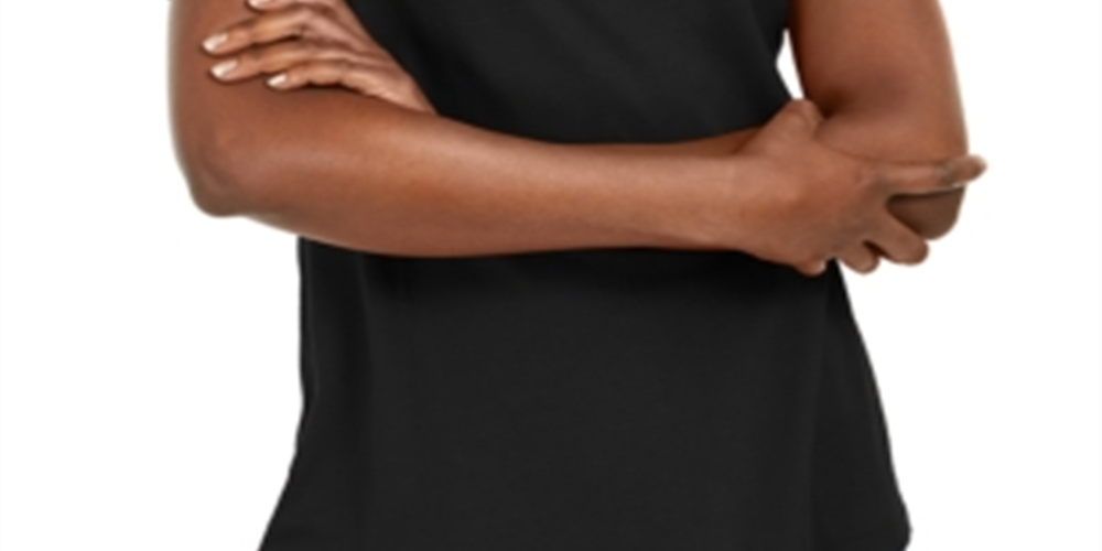 Karen Scott Women's Striped Yoke Top Black Size Small