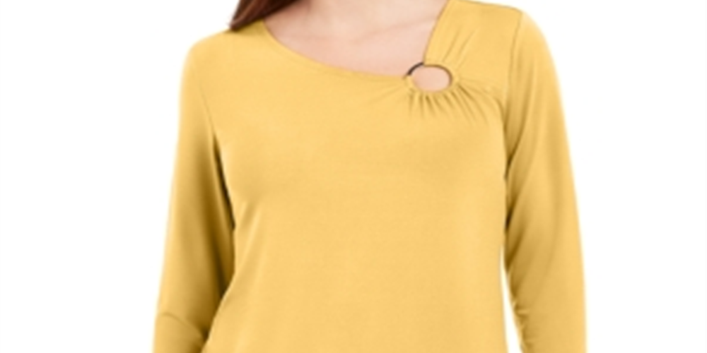 JM Collection Women's Asymmetrical Ring Tunic Yellow Size XX-Large