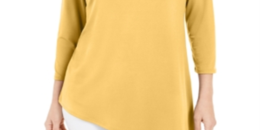 JM Collection Women's Asymmetrical Ring Tunic Yellow Size XX-Large