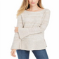 Style & Co Women's Bell Sleeve Marled Knit Sweater Beige Size Medium