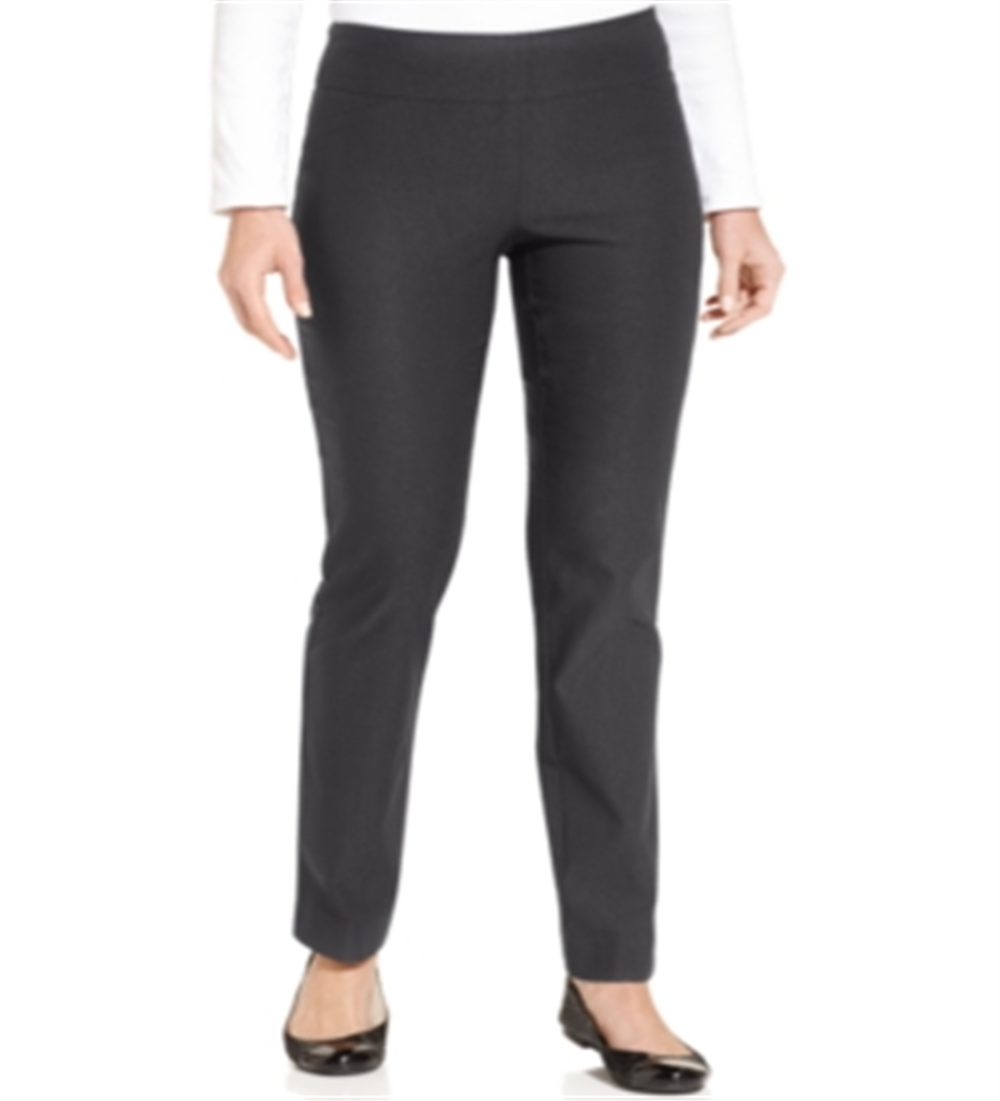 Charter Club Women's Cambridge Tummy Control Slim Leg Pants Gray Size 14X4