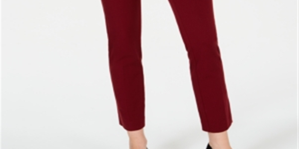 Charter Club Women's Solid Newport Slim Leg Pants Red Size 10 Petite