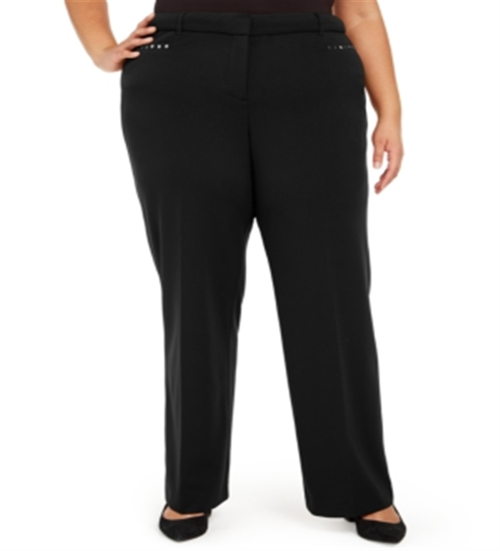 JM Collection Women's Plus Curvy Tummy Control Pants Black Size Petite Small