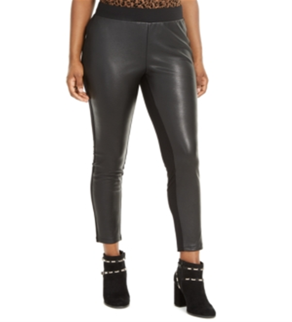 Thalia Sodi Women's Faux Leather Front Leggings Black Size Small