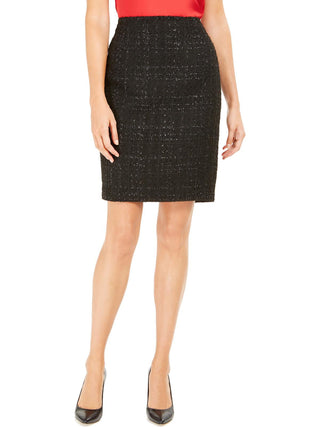 Calvin Klein Women's Metallic Tweed Pencil Skirt Black Size 12