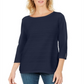 Karen Scott Women's Ribbed 3/4 Sleeve Sweater Blue Size X-Large