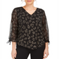 JM Collection Women's Animal Print Gel Dot Top Black Size Small