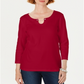Karen Scott Women's Three-Quarter-Sleeve Top Red Size X-Small