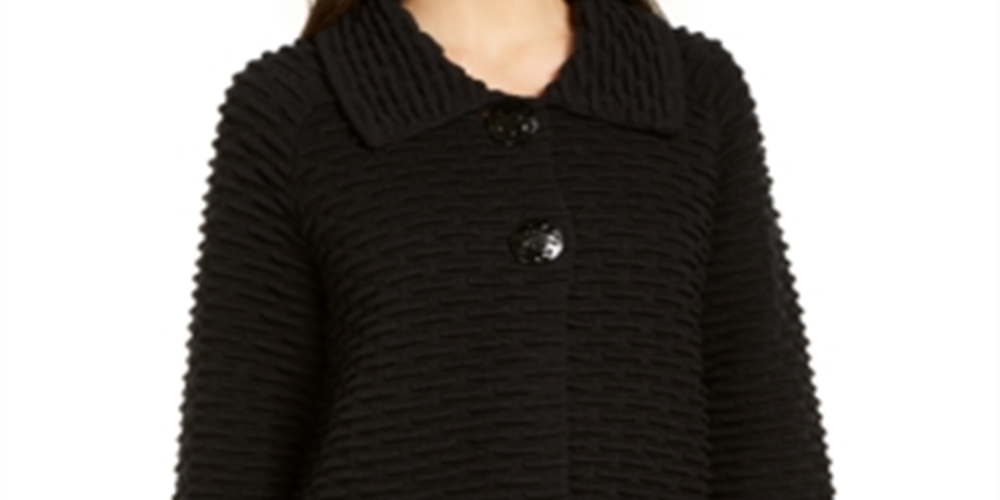 JM Collection Women's Holiday Party Textured Sweater Jacket Black Size X-Large