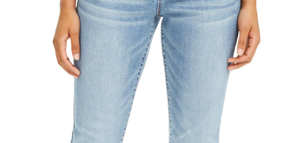 INC International Concepts Women's Double Hem Cropped Straight Leg Jeans Blue Size 16