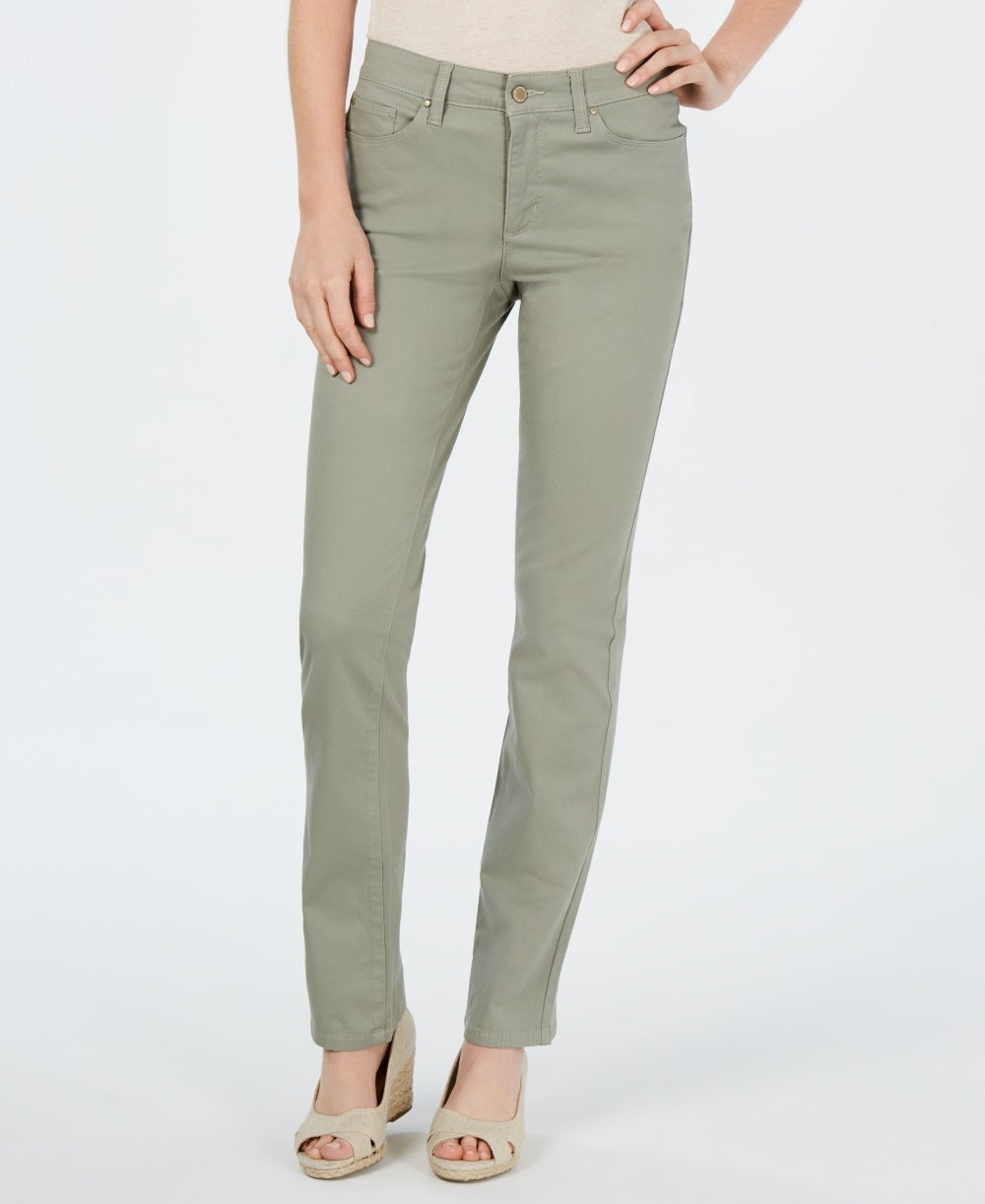 Charter Club Women's Petite Lexington Straight-Leg Jeans Green Size 4 P