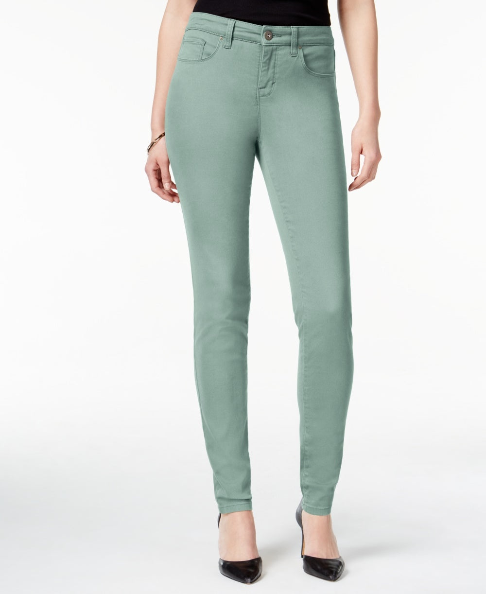Style & Co Women's Curvy-Fit Skinny Fashion Jeans Green Size 16