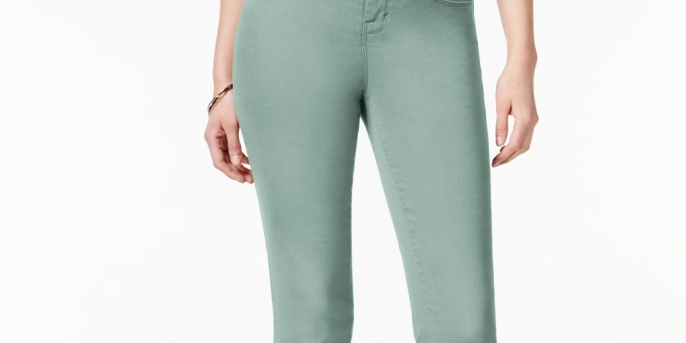 Style & Co Women's Curvy-Fit Skinny Fashion Jeans Green Size 16