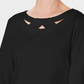 Karen Scott Women's Three-Quarter-Sleeve Cutout Top Black Size X-Small