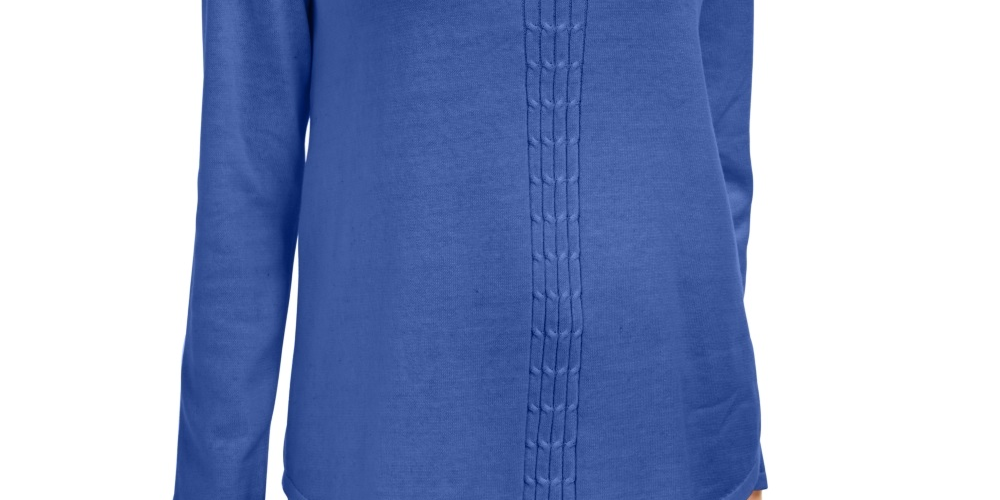 Karen Scott Women's Cotton Cable Knit Sweater Blue Size Large