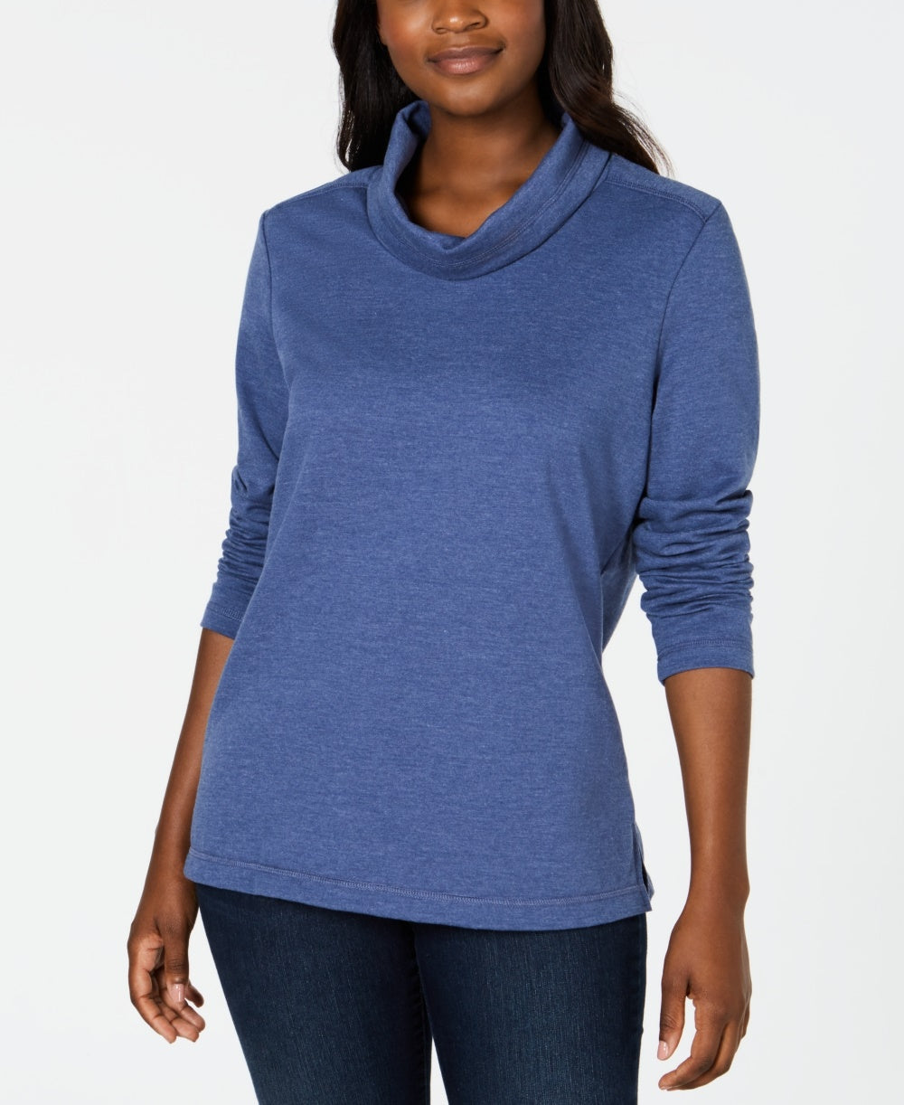Karen Scott Women's Sport Cowl-Neck Top Blue Size X-Small