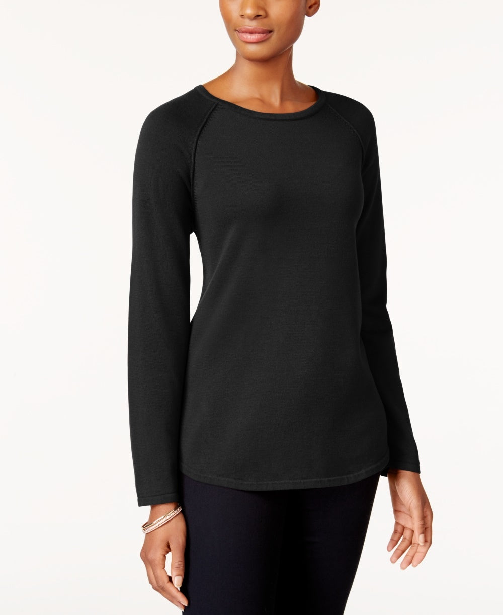 Karen Scott Women's Petite Cotton Sweater Black Size Petite X-Large