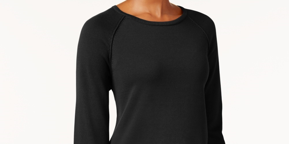 Karen Scott Women's Petite Cotton Sweater Black Size Petite X-Large