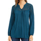 Style & Co Women's Lace Shoulder Top Green Size PP