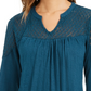 Style & Co Women's Lace Shoulder Top Green Size PP