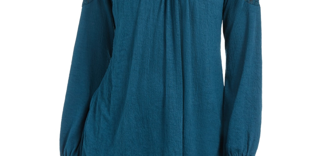 Style & Co Women's Lace Shoulder Top Green Size PP