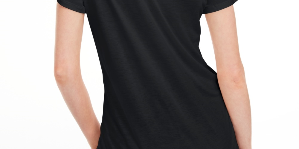 Maison Jules Women's Tie-Back Solid T-Shirt Black Size Large
