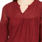 Style & Co Women's Petite Lace-Shoulder Top Red Size PM