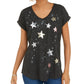 Style & Co Women's Sequined Star Graphic Top Black Size Pettite Small