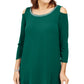 JM Collection Women's Embellished Cold Shoulder Top Green Size Medium