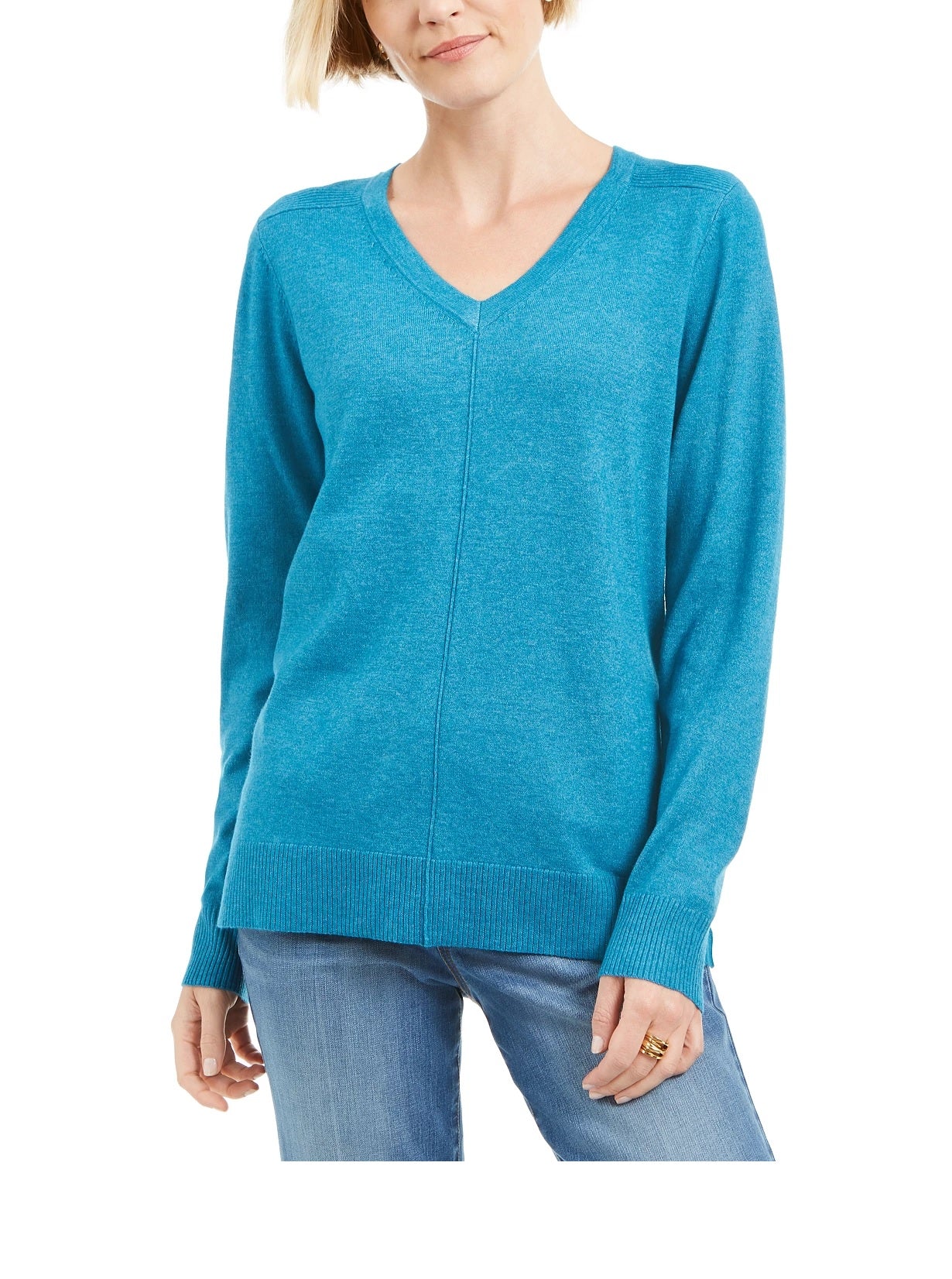 Karen Scott Women's V Neck Pullover Sweater Blue Size X-Small
