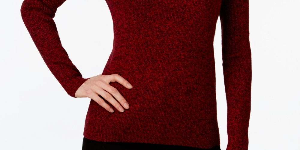 Karen Scott Women's Ribbed Knit Cotton Turtleneck Red Size PL