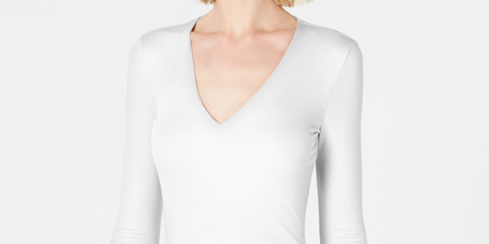 INC International Concepts Women's V Neck Top White Size PL