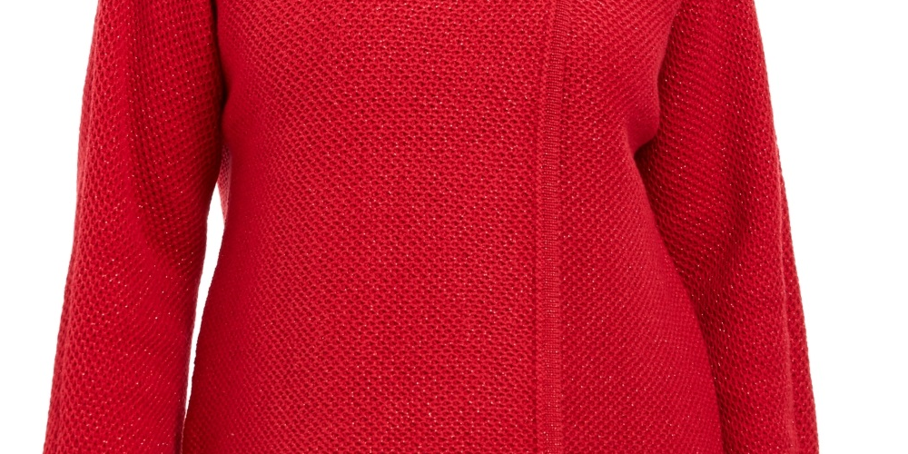 JM Collection Women's Wrap Front Brooch Sweater Blazer Red Size PS