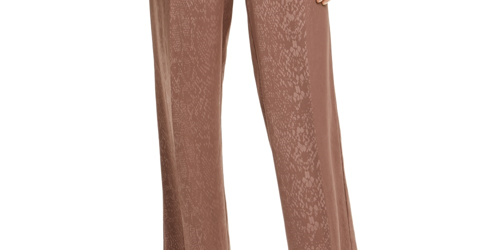 Alfani Women's Snake Embossed Wide Leg Pants Brown Size 8 Petite