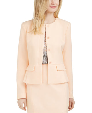 Calvin Klein Women's Peplum Hem Back Slit Blazer Peach Size 12
