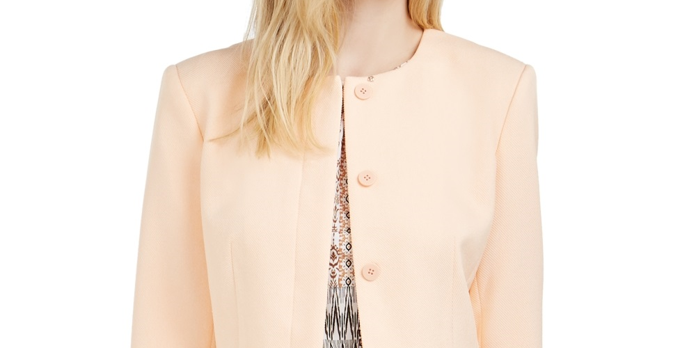 Calvin Klein Women's Peplum Hem Back Slit Blazer Peach Size 12